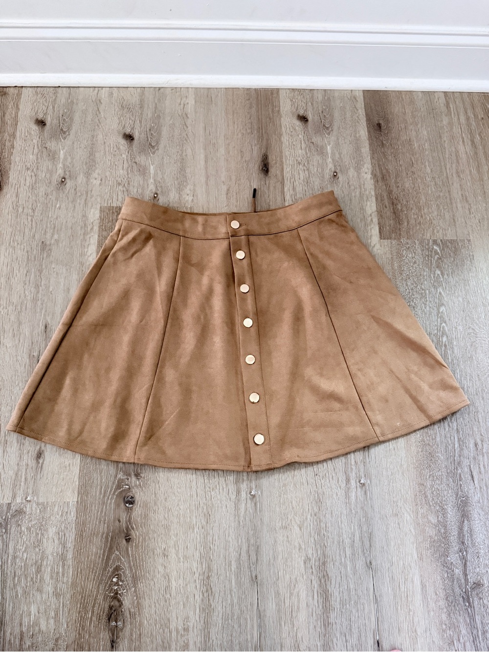 Button-Front A-Line Skirt in Camel